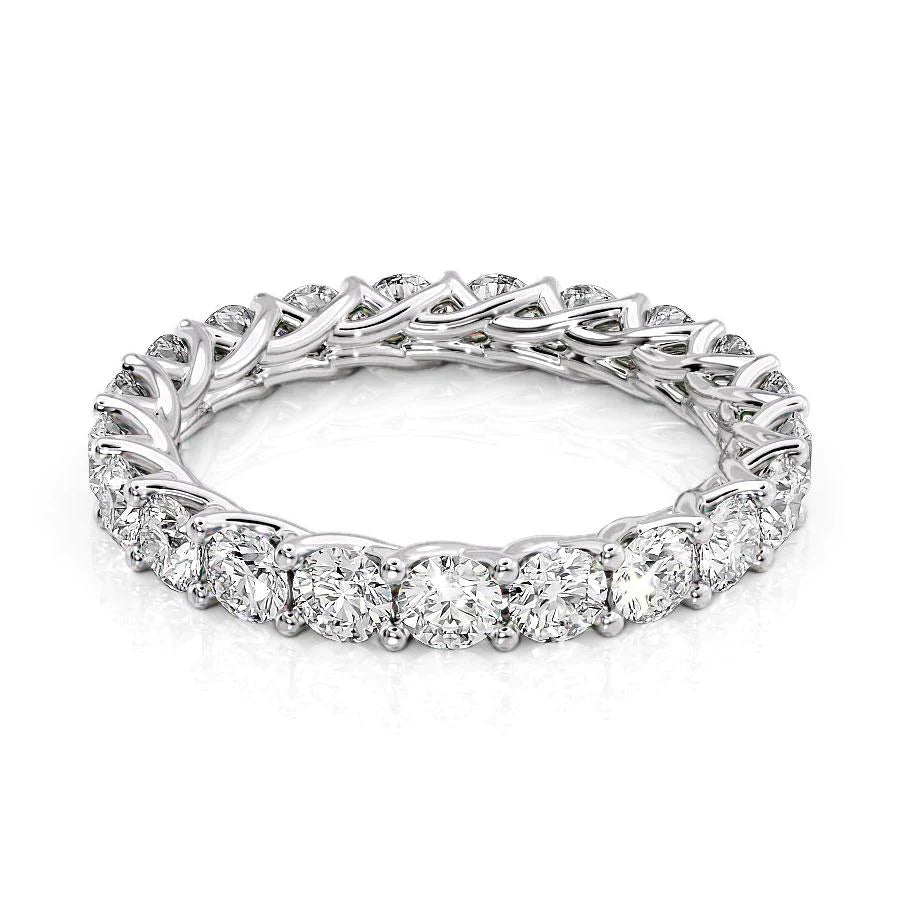 White :: Velorique 2ct round trellis lab grown diamond eternity ring IGI certified white gold