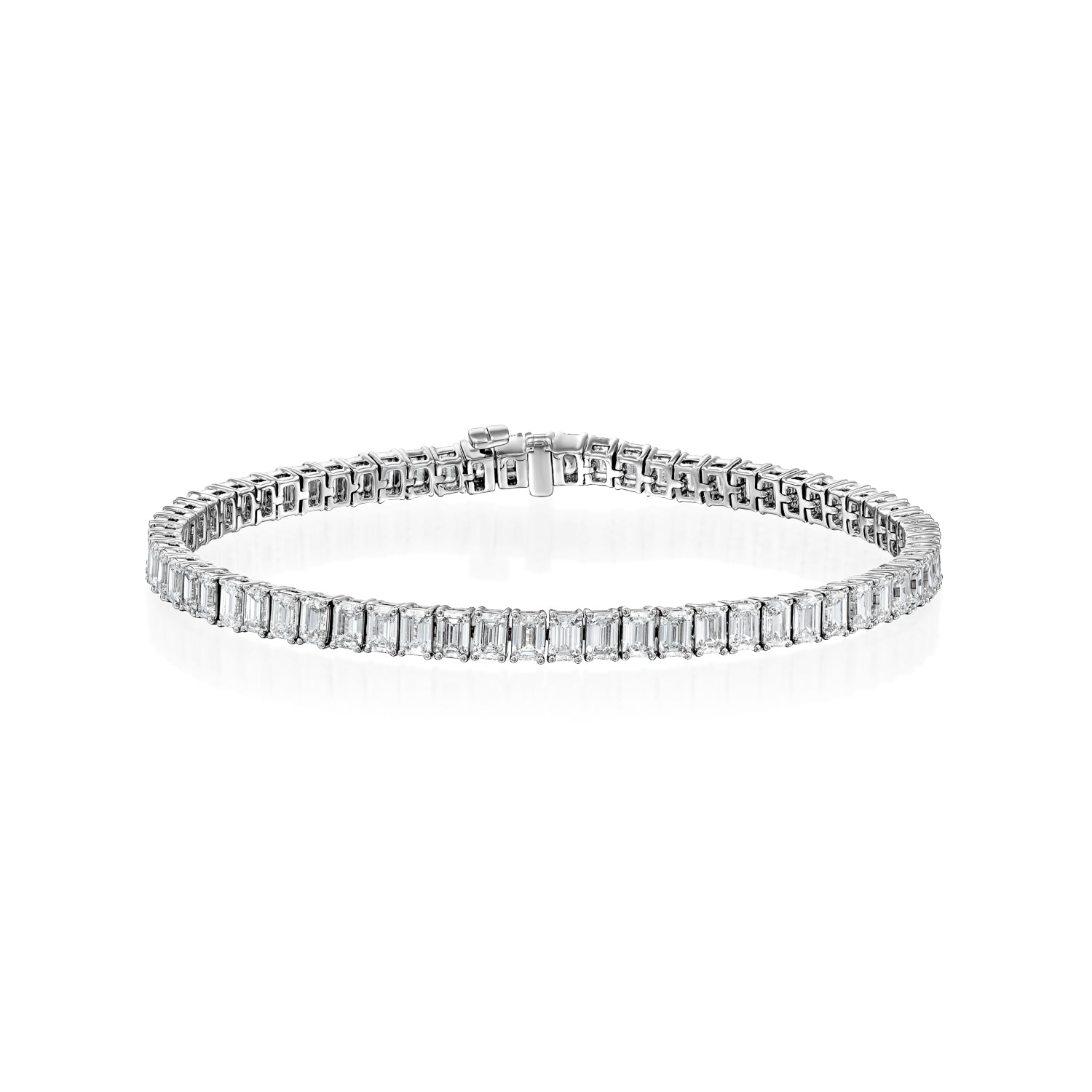 white :: 6.5 carat emerald lab grown diamond tennis bracelet IGI certified