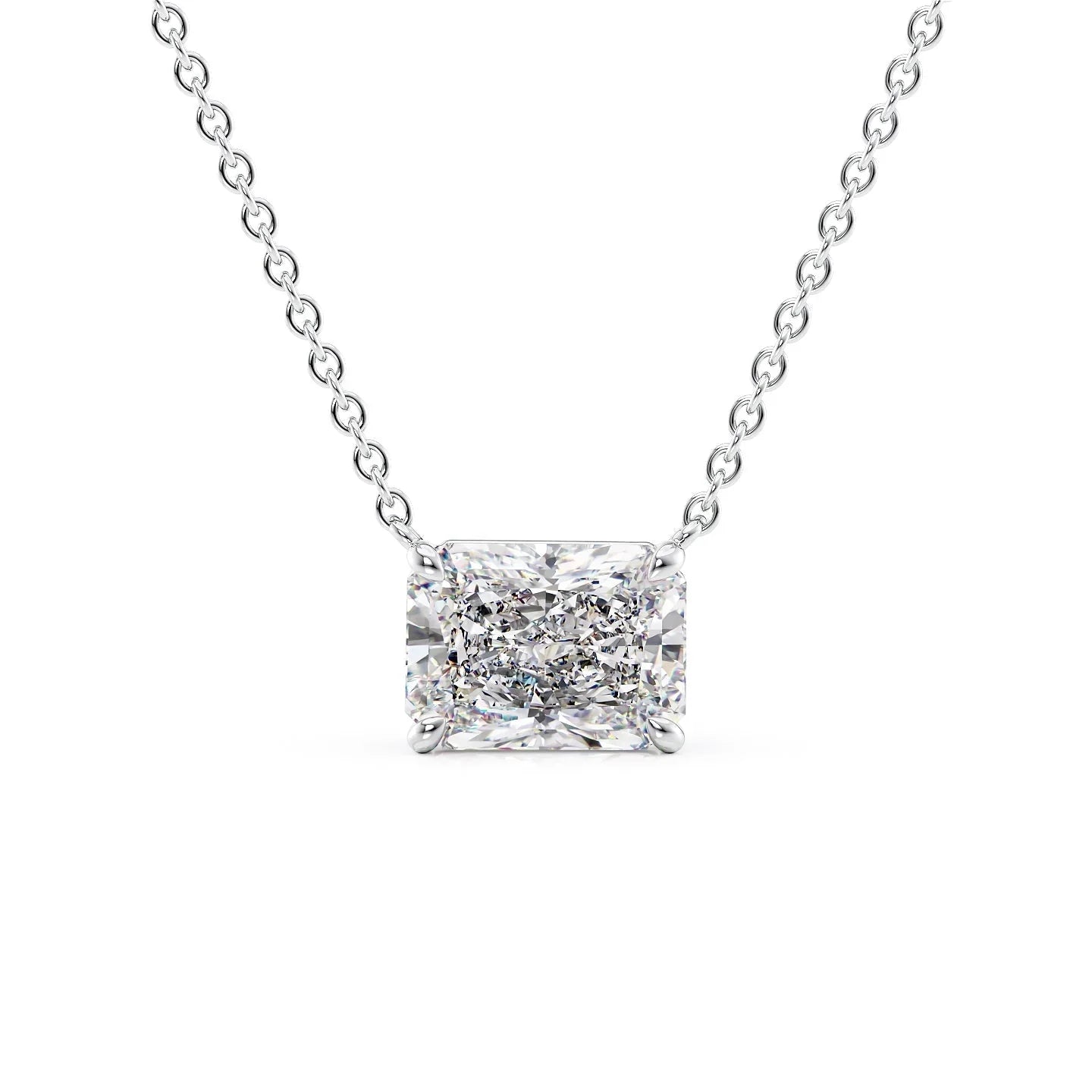 white :: 0.5 carat radiant cut lab grown diamond pendant necklace in white gold