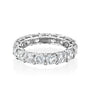 White :: Zenvellae 5ct cushion lab grown diamond eternity ring IGI certified white gold ultra luxury wedding band
