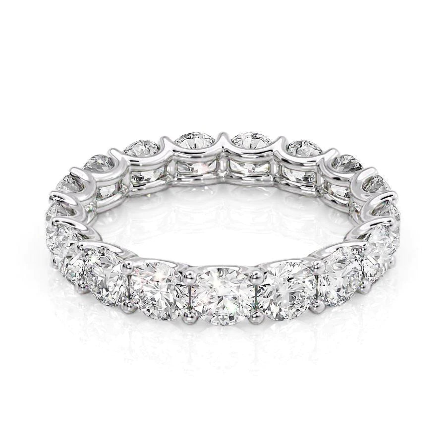 White :: Zenorique 3.5ct round u prong lab grown diamond eternity ring IGI certified white gold luxury wedding band