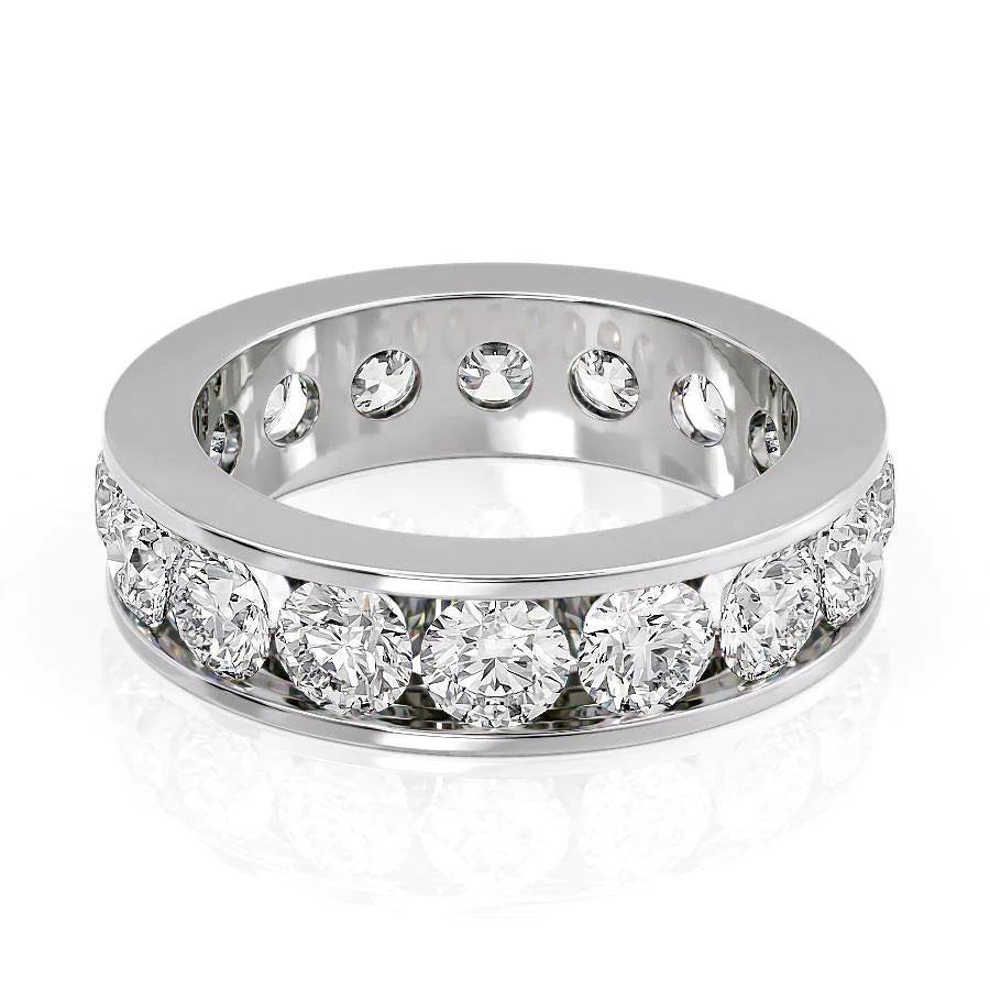 White :: Seraviquea 4ct round channel lab grown diamond eternity ring IGI certified white gold ultra luxury band