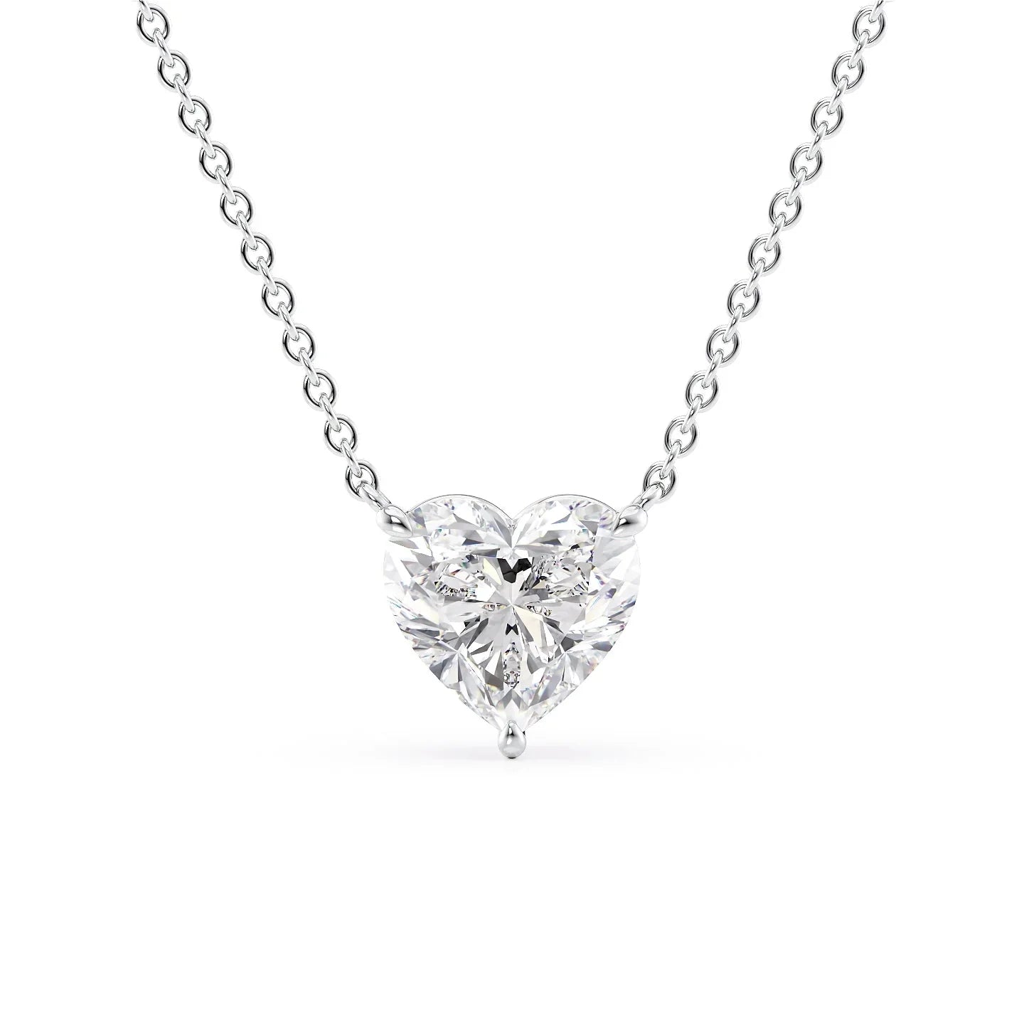 white :: 0.5 carat heart lab grown diamond pendant necklace in polished white gold