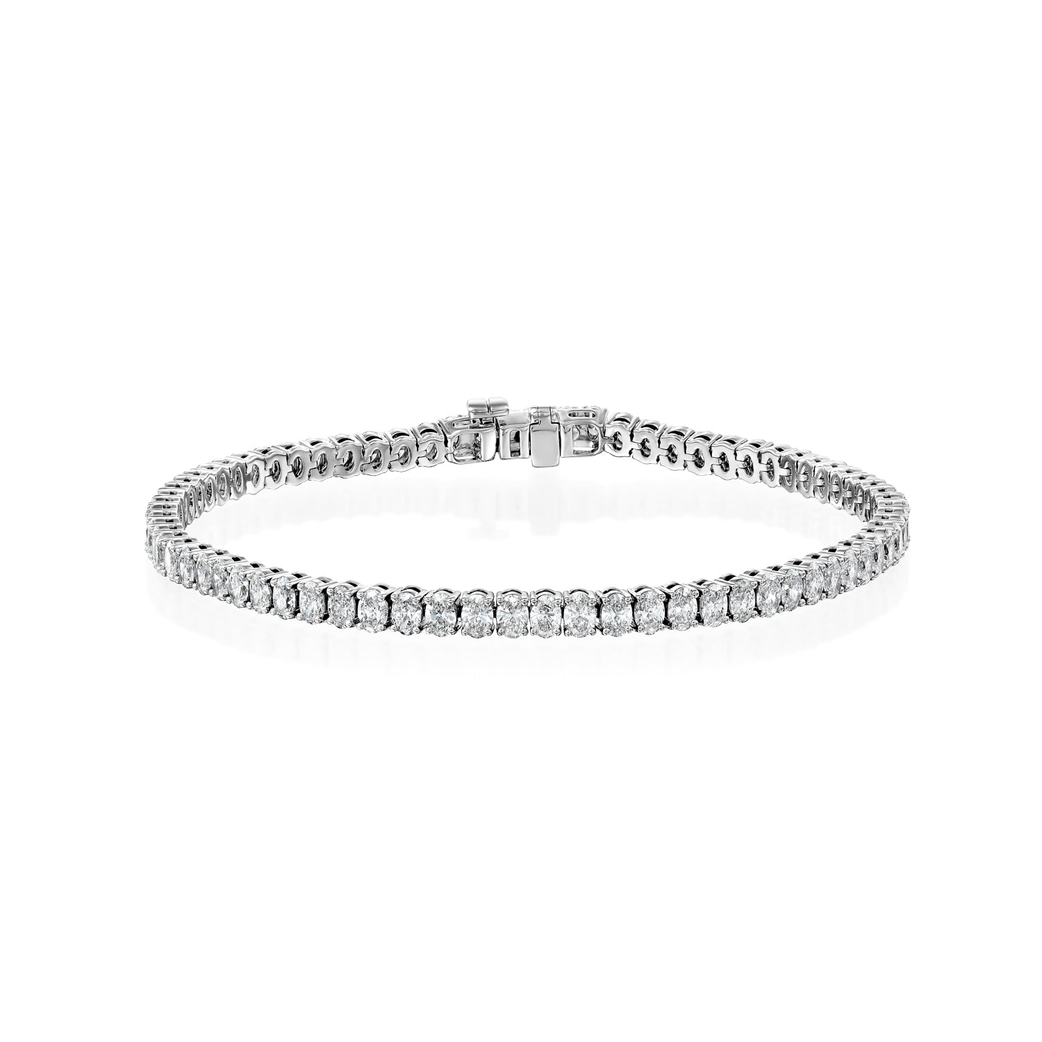 white :: 4 carat oval lab grown diamond tennis bracelet IGI certified