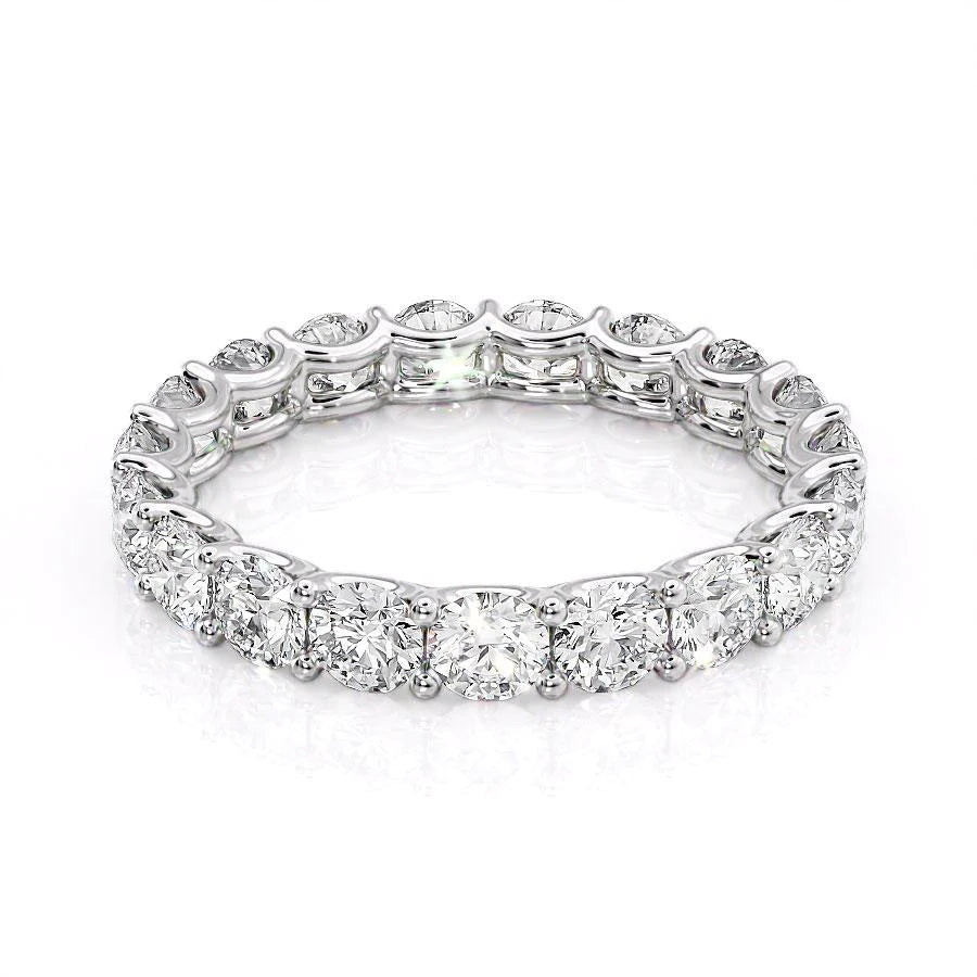 White :: Zenorique 2.5ct round u prong lab grown diamond eternity ring IGI certified white gold wedding band