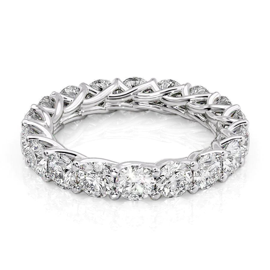 White :: Velorique 3.5ct round trellis lab grown diamond eternity ring IGI certified white gold luxury band