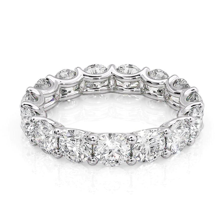 White :: Zenorique 4.5ct round u prong lab grown diamond eternity ring IGI certified white gold ultra luxury wedding band