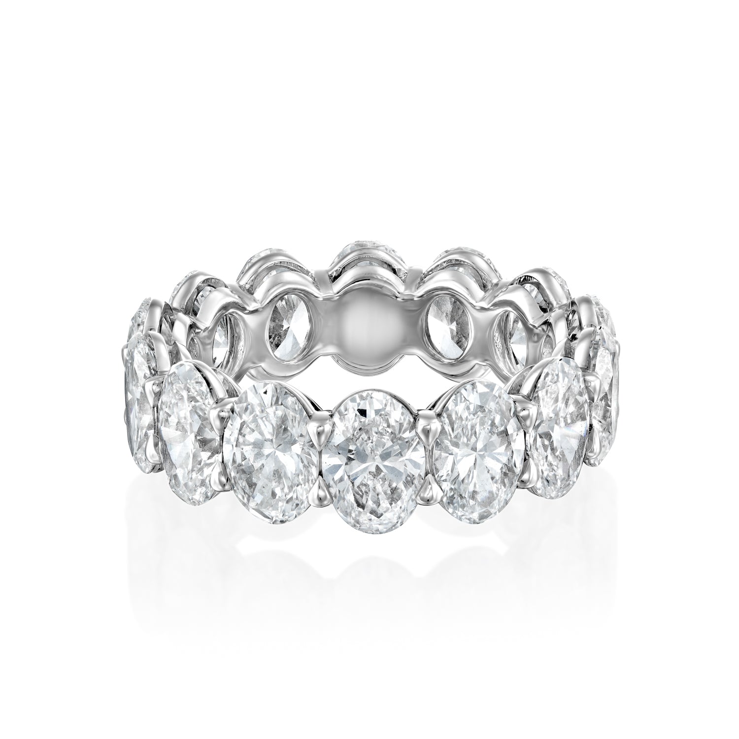 White :: Norentia 3ct oval lab grown diamond eternity ring IGI certified white gold wedding band