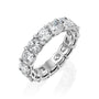 White :: 8 carat cushion cut lab grown diamond eternity ring white gold full diamond band