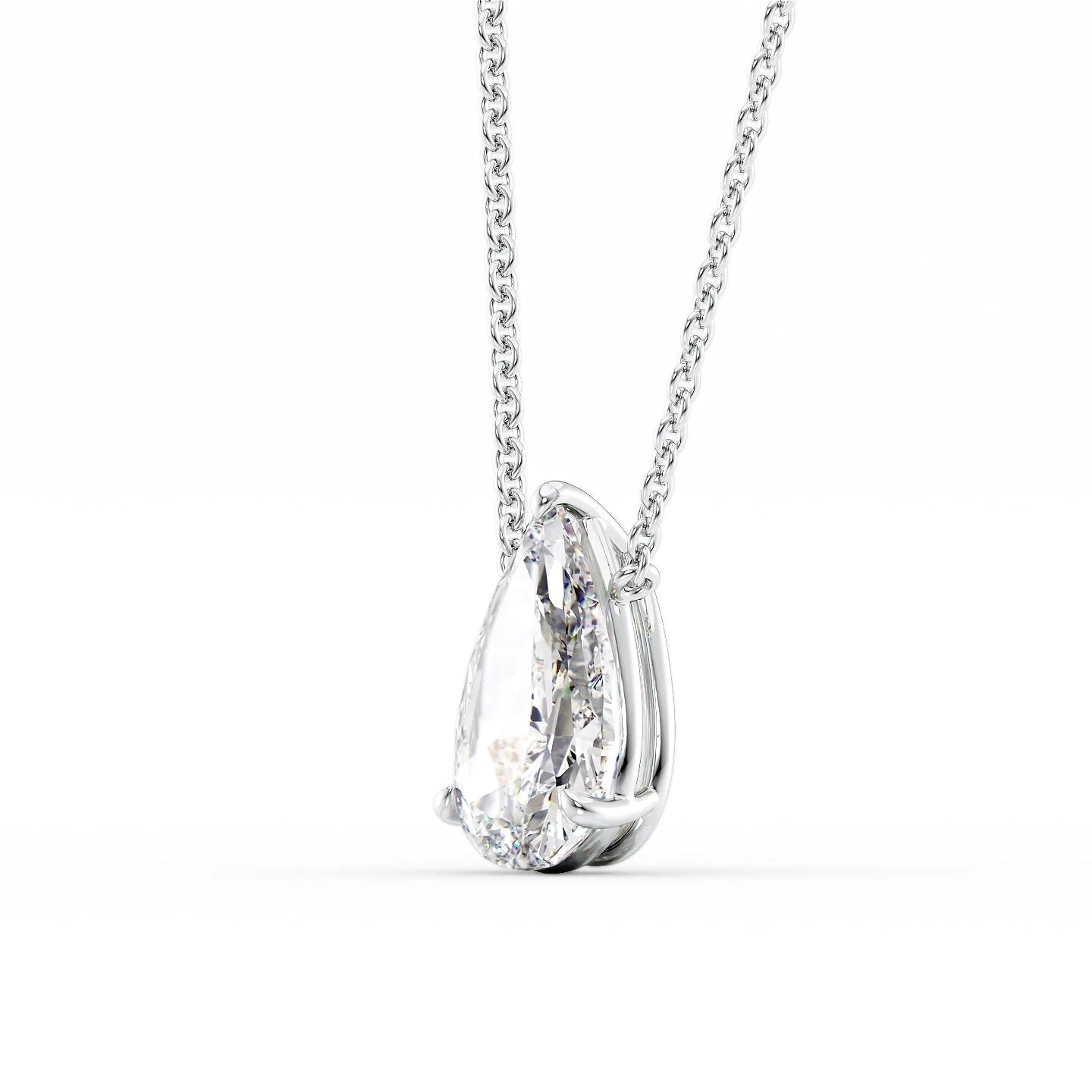 white :: 0.8 ct pear solitaire pendant necklace with IGI certified diamond