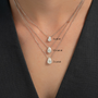 white :: 1 carat pear lab diamond necklace in polished white gold