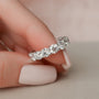 White :: IGI certified 4.5ct round lab diamond eternity ring white gold trellis setting band