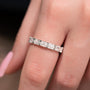 White :: close up 4ct east west radiant lab grown diamond eternity ring white gold bold brilliance