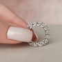 White :: close up 4.5ct round trellis lab grown diamond eternity ring white gold maximum sparkle