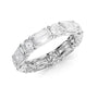 White :: close up 5ct alternating emerald and round lab grown diamond eternity ring white gold maximum sparkle