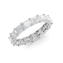White :: close up 2ct east west radiant lab grown diamond eternity ring white gold brilliant sparkle