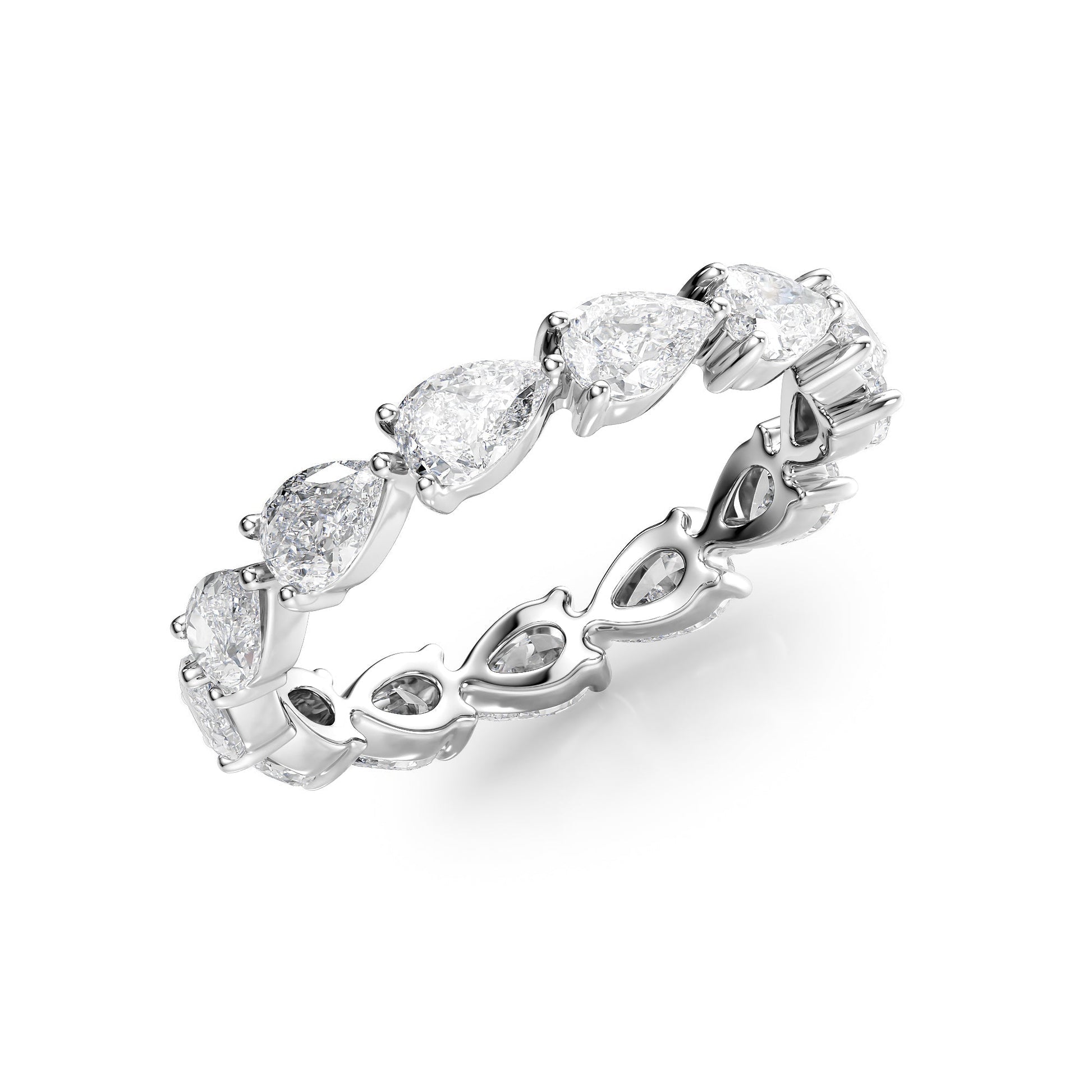 White :: close up 2ct pear east west lab grown diamond eternity ring white gold bold sparkle