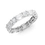 White :: close up 4.2ct alternating emerald and round lab grown diamond eternity ring white gold maximum sparkle