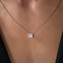 white :: 2 carat princess lab grown diamond necklace with radiant brilliance