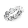 White :: close up 4ct oval east west bezel lab grown diamond eternity ring white gold smooth finish