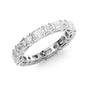 White :: close up 2ct radiant and round lab grown diamond eternity ring white gold brilliant sparkle