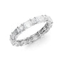 White :: close up 3.2ct alternating emerald and round lab grown diamond eternity ring white gold bold sparkle