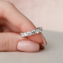 White :: close up 4ct round u prong lab grown diamond eternity ring white gold maximum sparkle