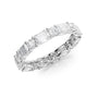 White :: close up 3.5ct alternating emerald and round lab grown diamond eternity ring white gold bold sparkle