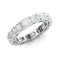 White :: close up 4.6ct radiant and round lab grown diamond eternity ring white gold maximum sparkle