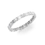 White :: close up 1.5ct alternating emerald and round lab grown diamond eternity ring white gold sparkle