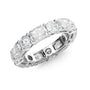 White :: close up 5.7ct radiant and round lab grown diamond eternity ring white gold maximum sparkle