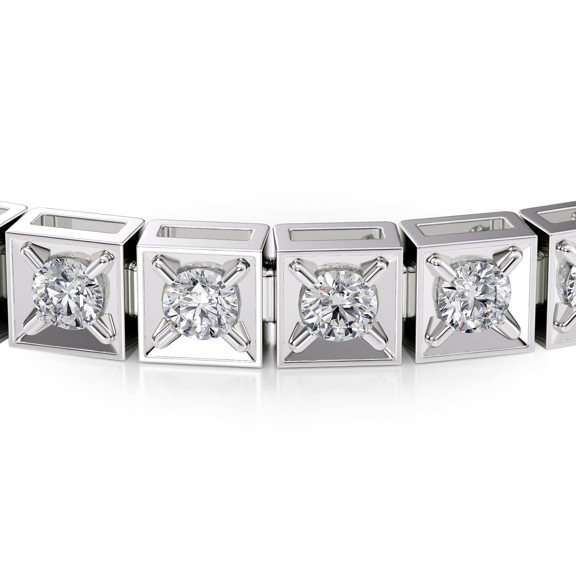 white :: 3ct round lab grown diamond tennis bracelet chocolate design four prong setting