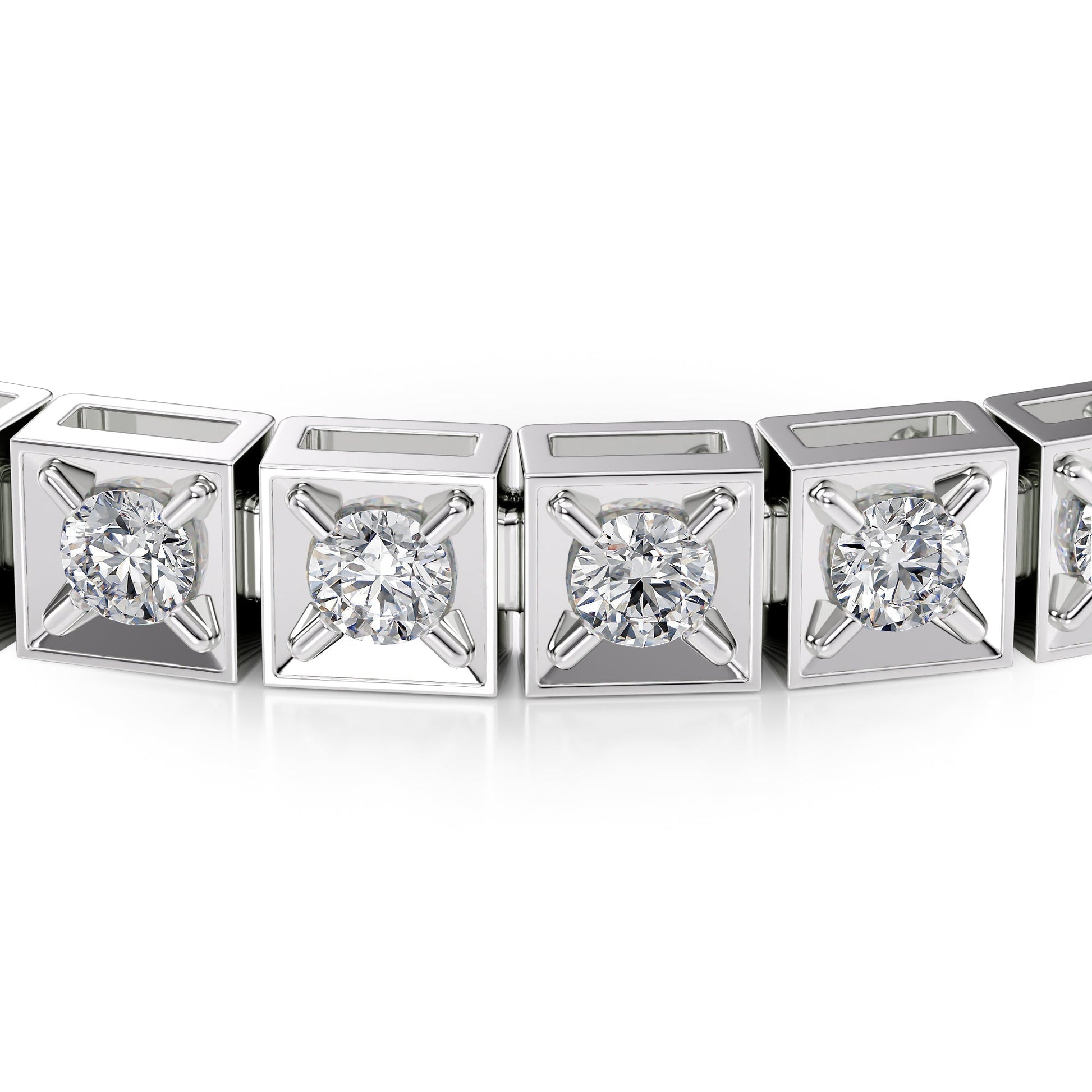 white :: 3ct round lab grown diamond tennis bracelet chocolate design four prong setting