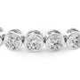 white :: 8.5ct round brilliant lab grown diamond tennis bracelet bezel setting