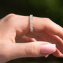 White :: ultra luxury 4 carat radiant lab diamond eternity ring white gold horizontal statement band