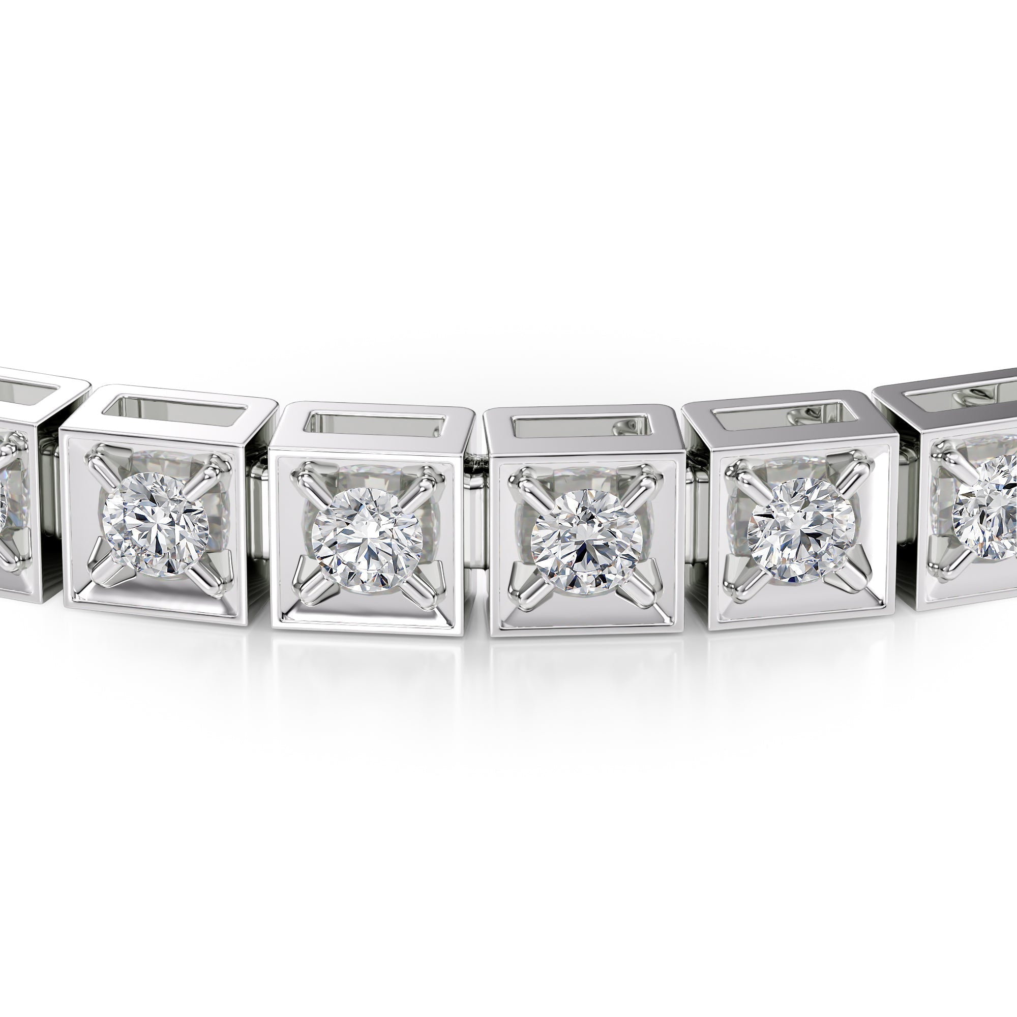 white :: 2ct round lab grown diamond tennis bracelet chocolate design four prong setting