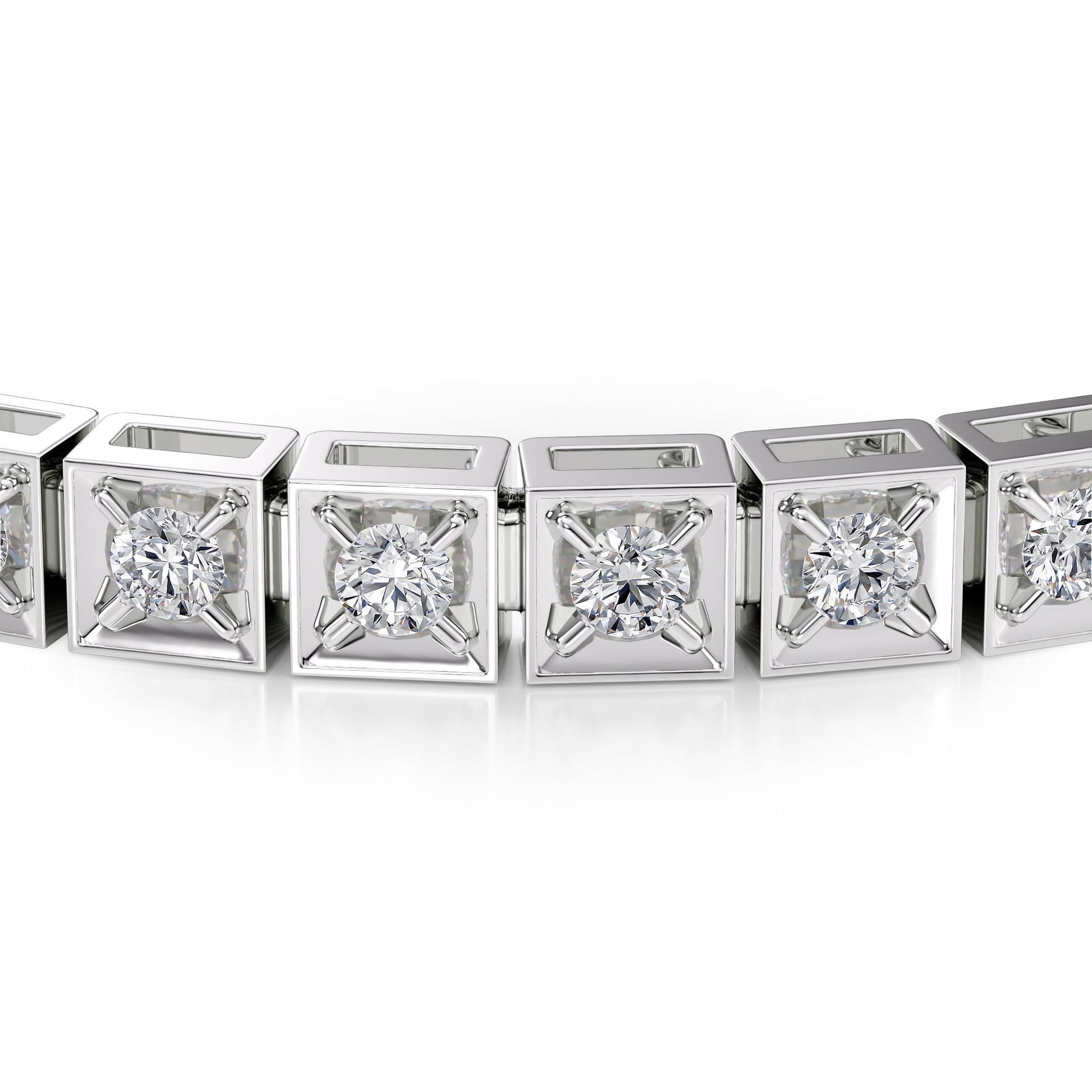 white :: 2ct round lab grown diamond tennis bracelet chocolate design four prong setting