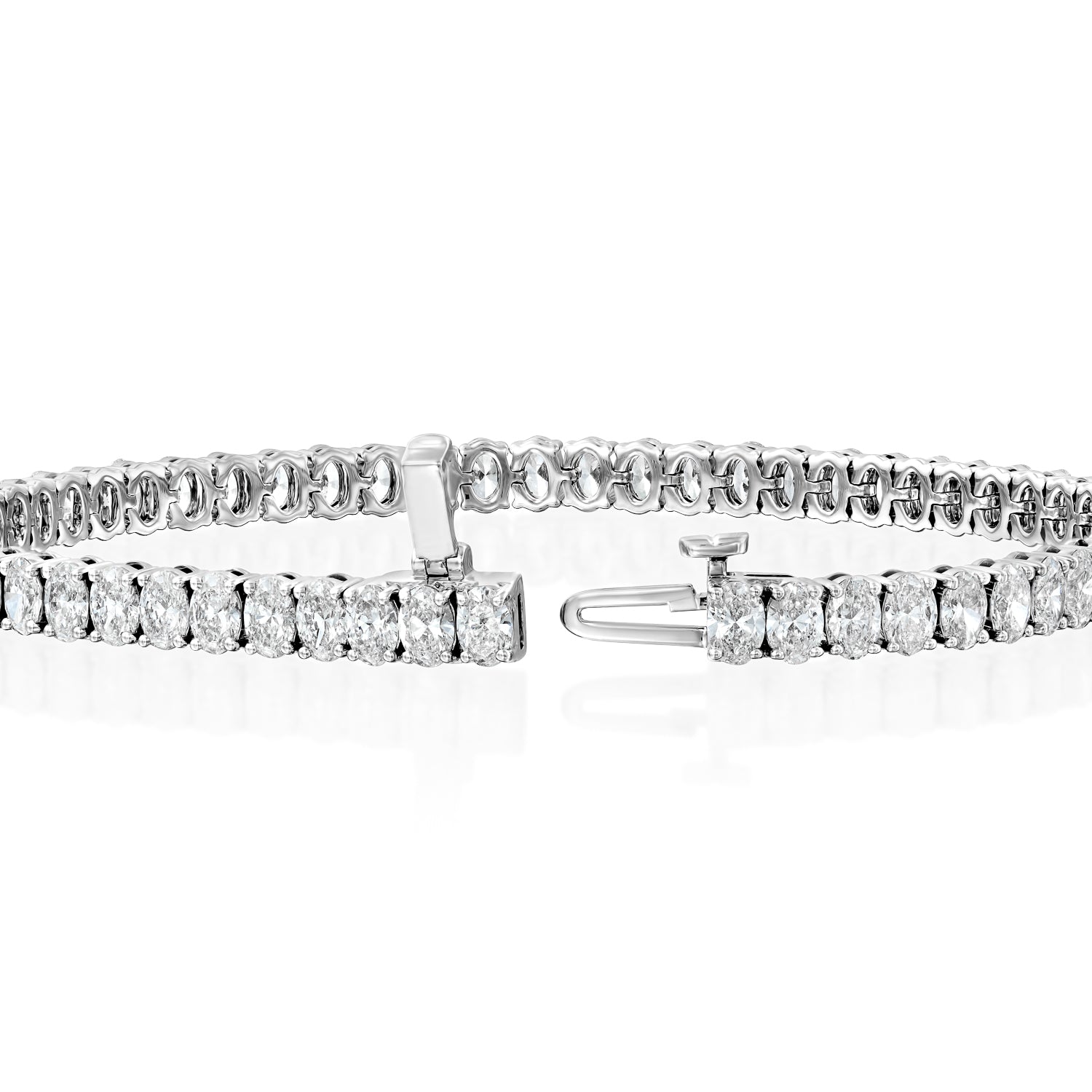 white :: 10ct oval brilliant lab grown diamond tennis bracelet four prong setting