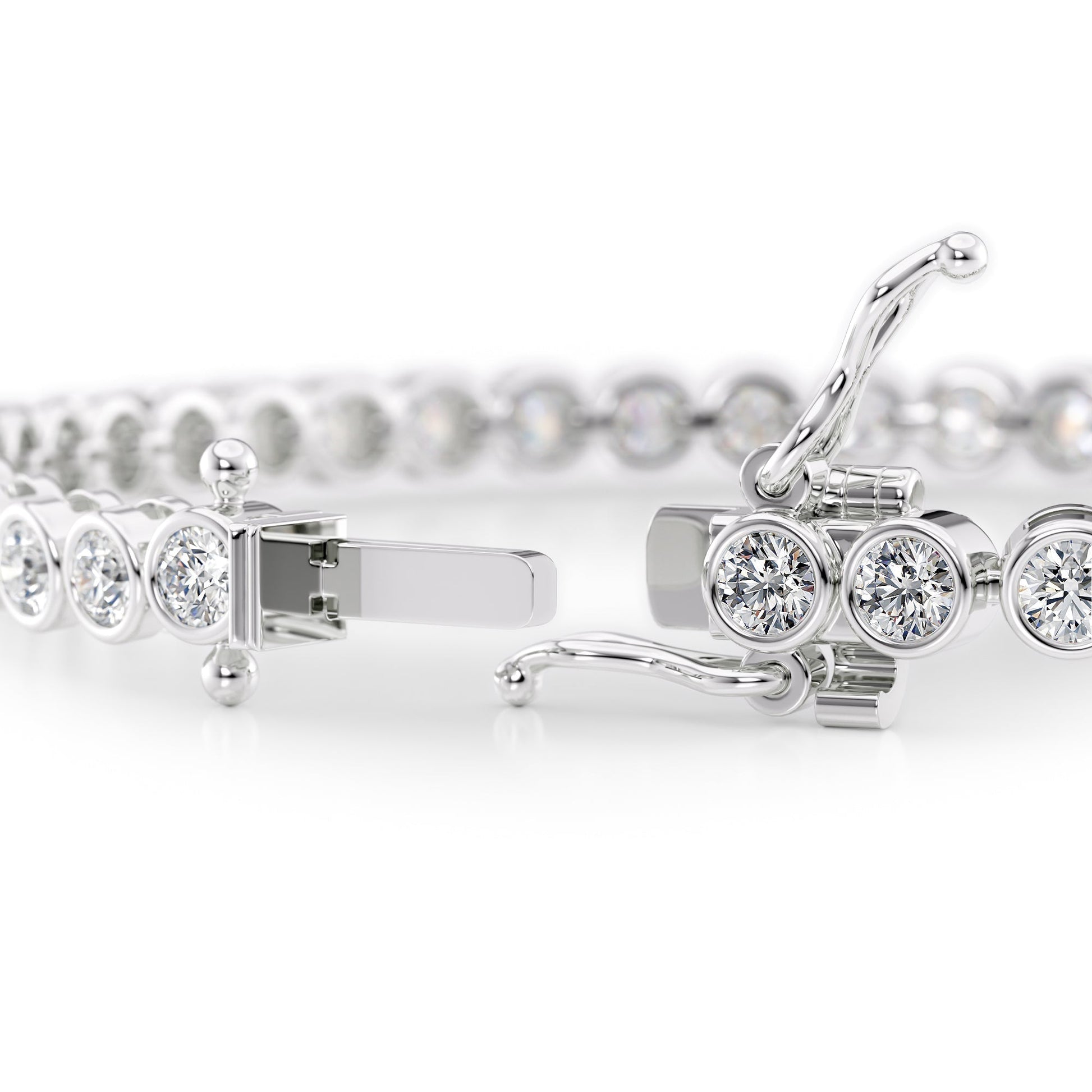 white :: 4 carat IGI certified round diamond bracelet lab grown bezel set