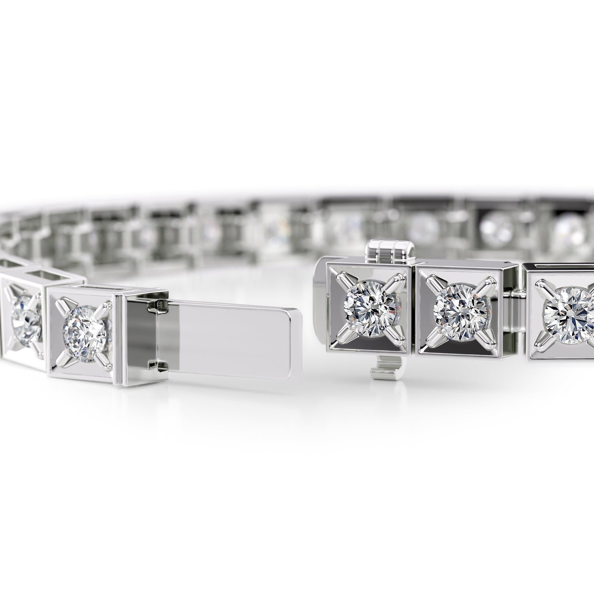 white :: 3 carat IGI certified round diamond bracelet chocolate style lab grown