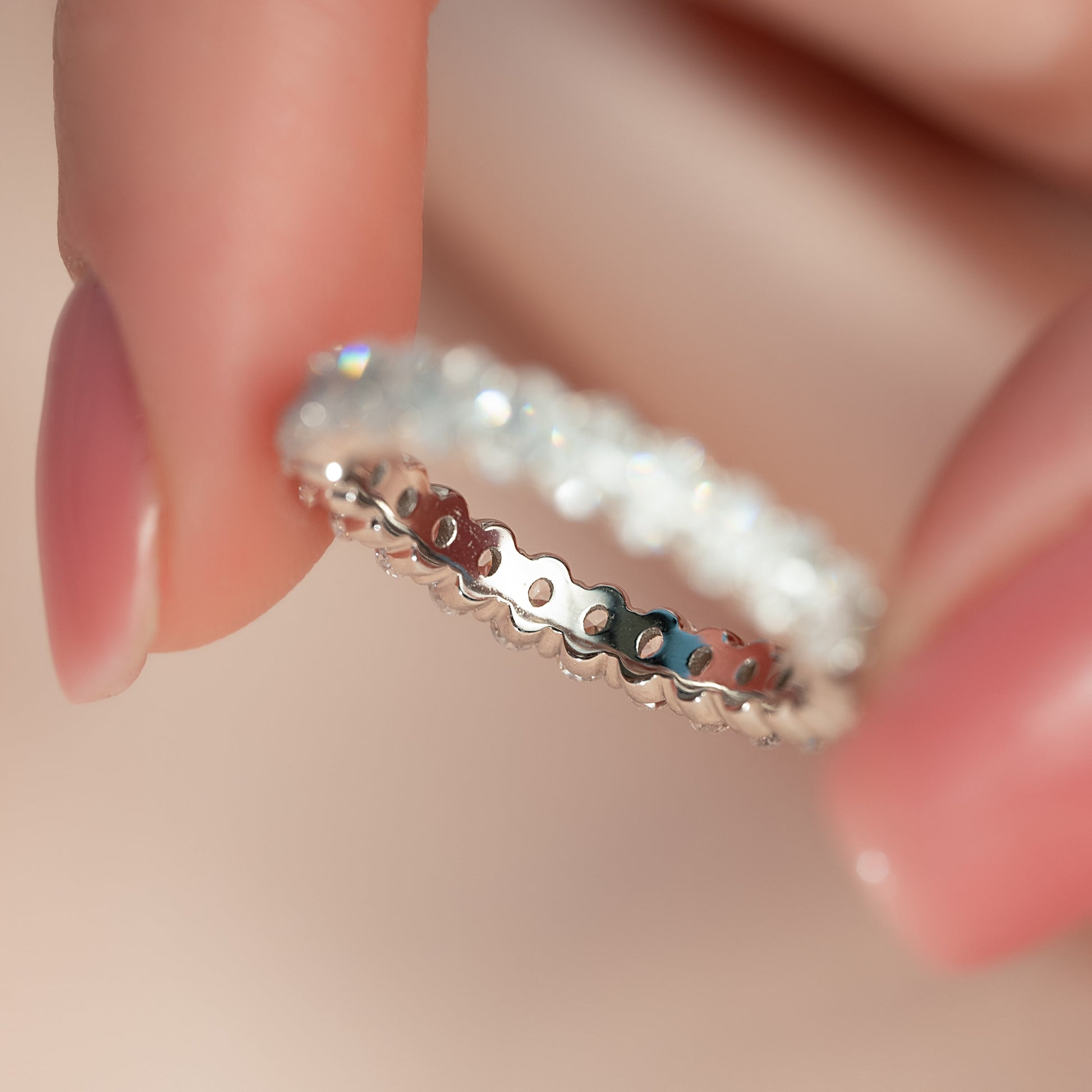 White :: premium 2ct oval lab grown diamond eternity ring white gold full eternity band
