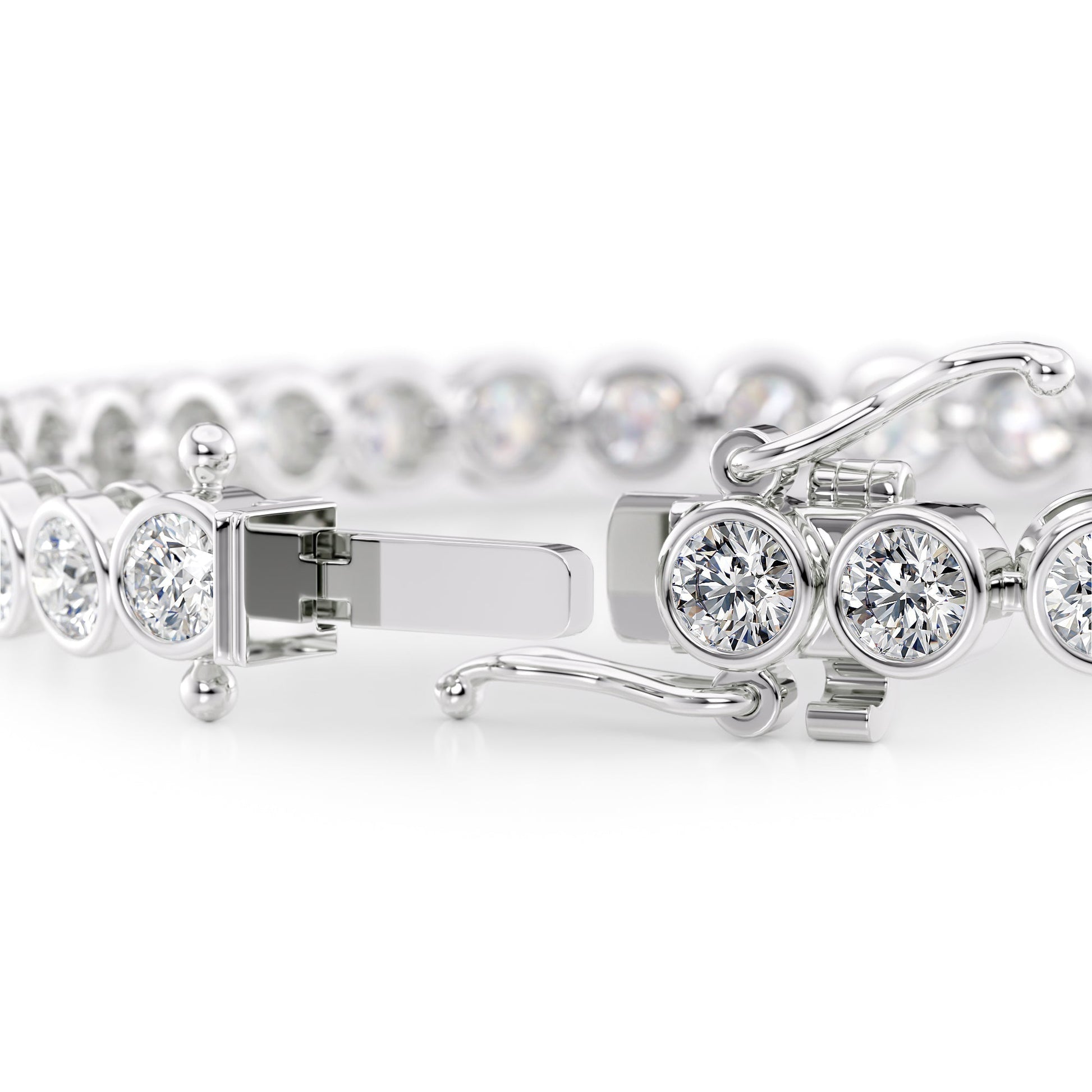 white :: 6.5 carat IGI certified round diamond bracelet lab grown bezel set