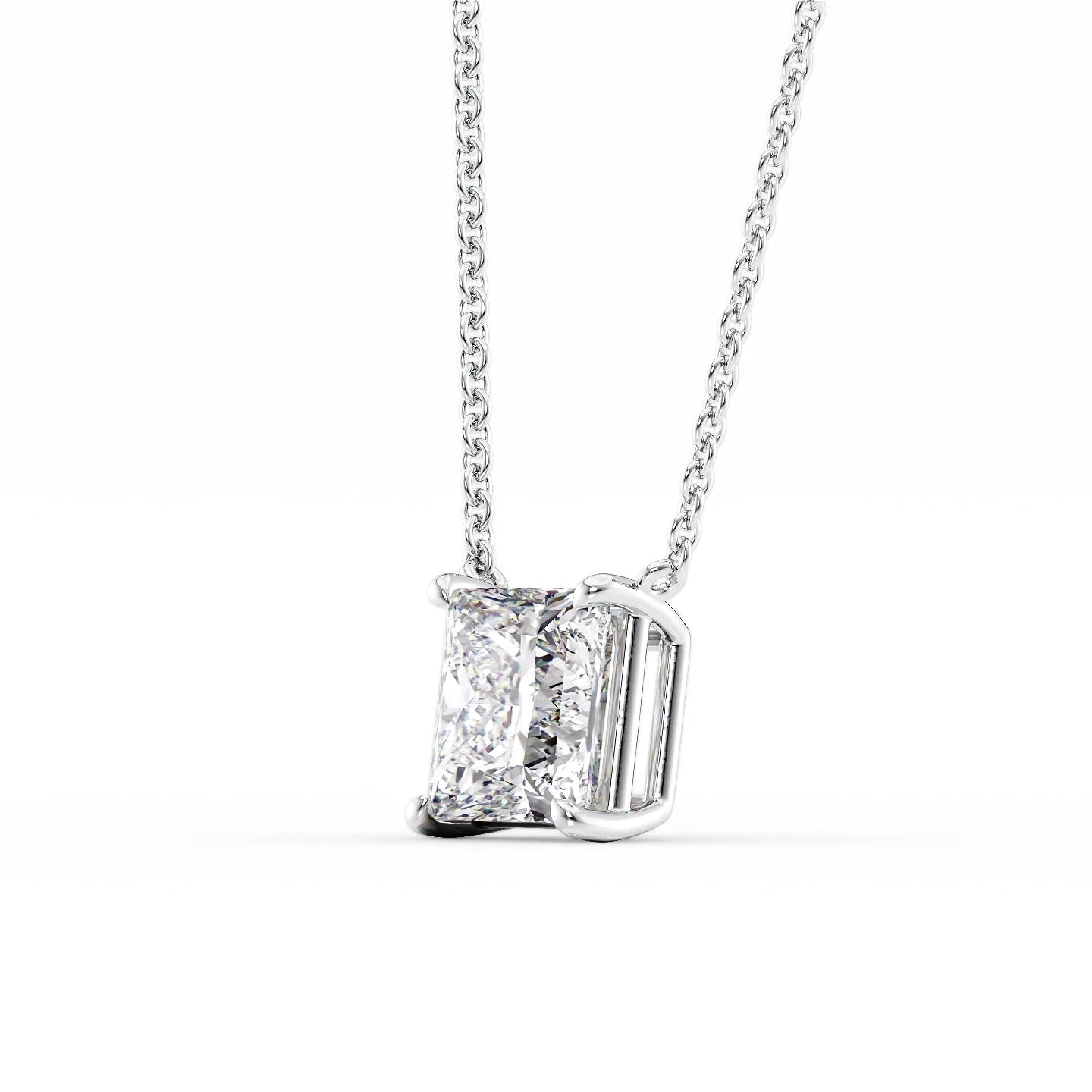 white :: 0.8 ct princess solitaire pendant with brilliant white gold setting