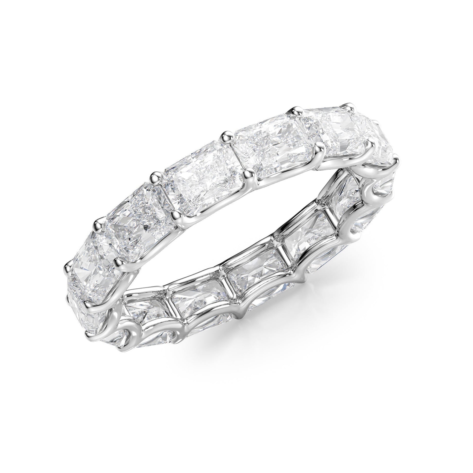 White :: modern 4ct radiant u prong lab diamond eternity ring white gold designer statement ring