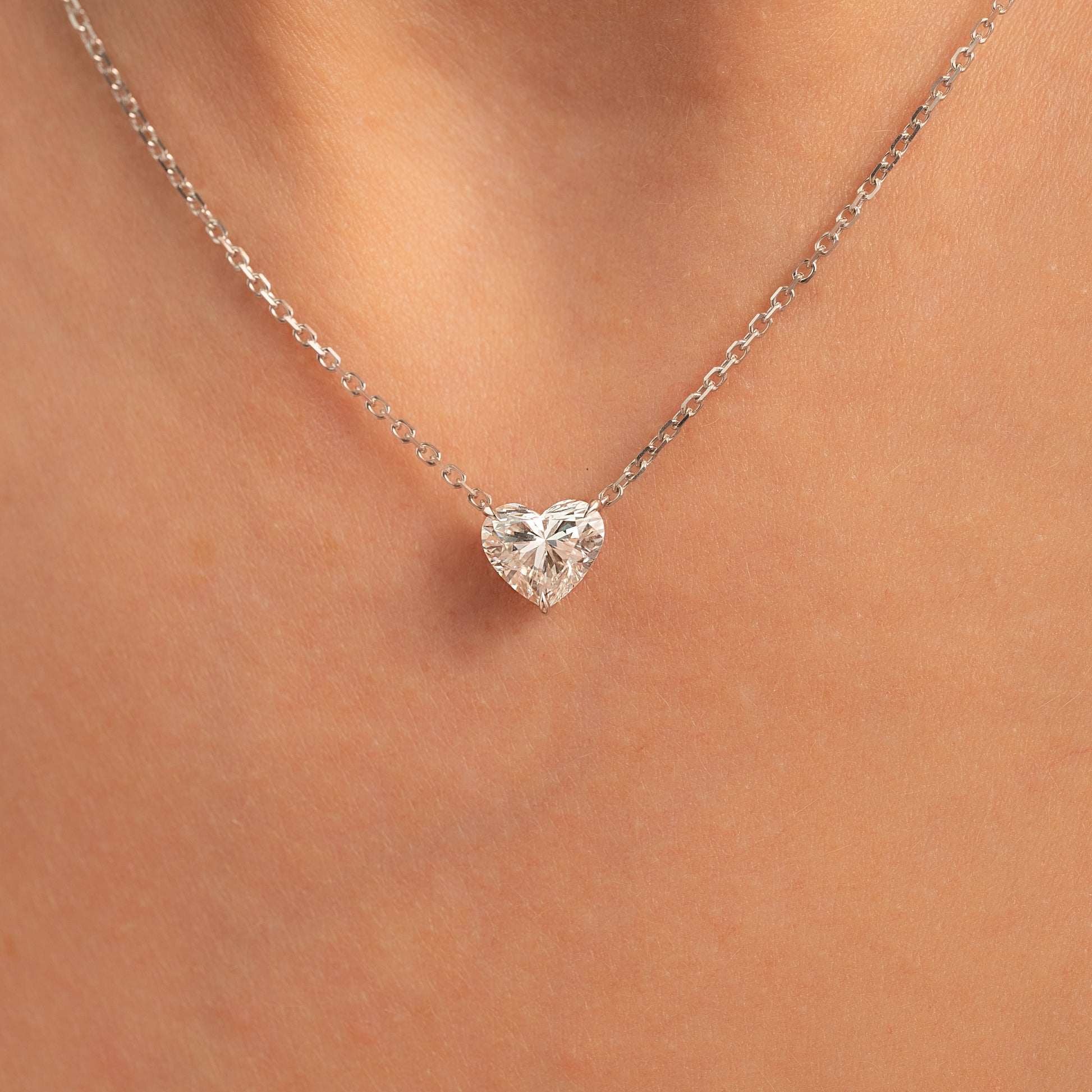 white :: handcrafted heart pendant necklace with brilliant white gold finish