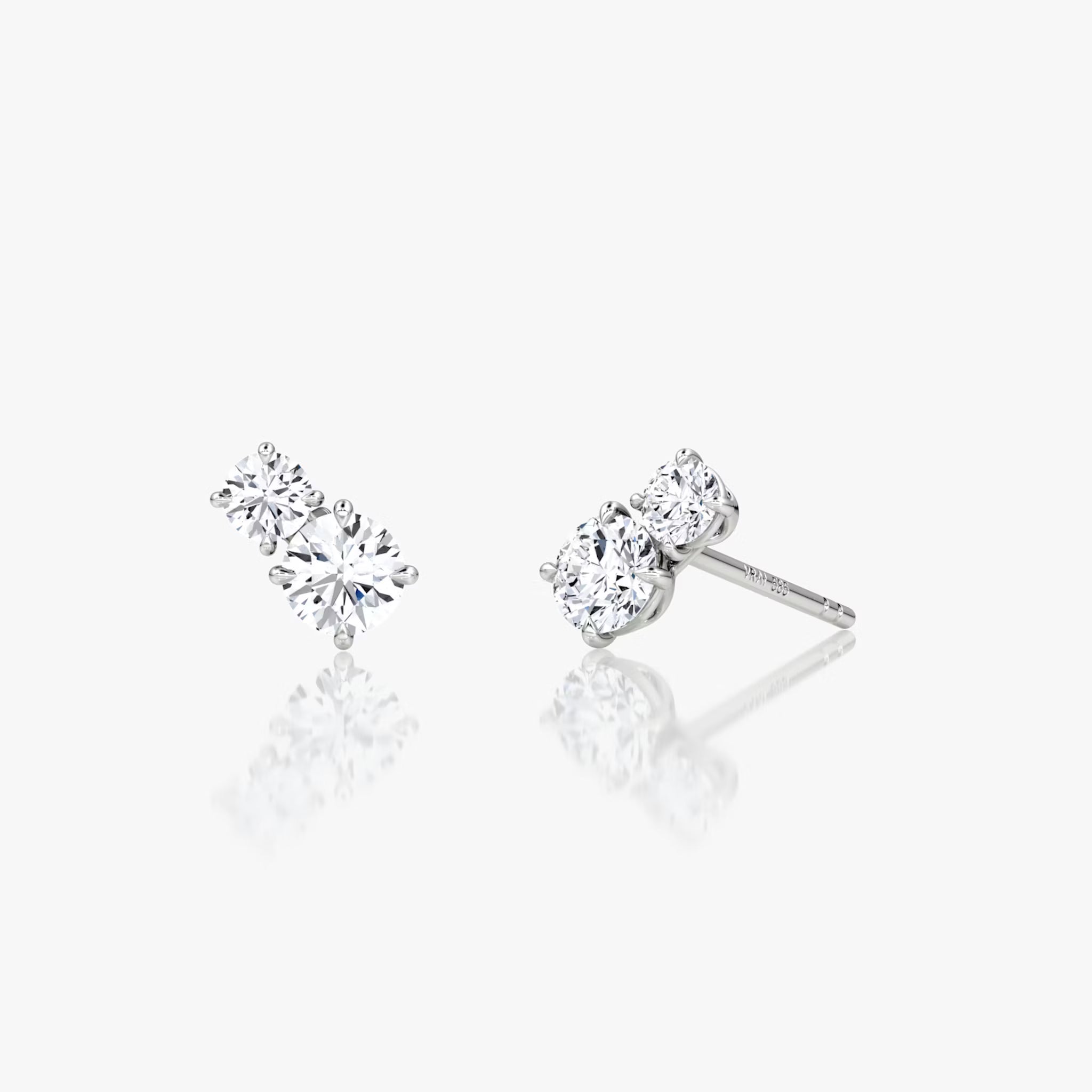 White :: three stone lab grown diamond huggie hoop earrings elegant triple diamond design white gold fine jewelry