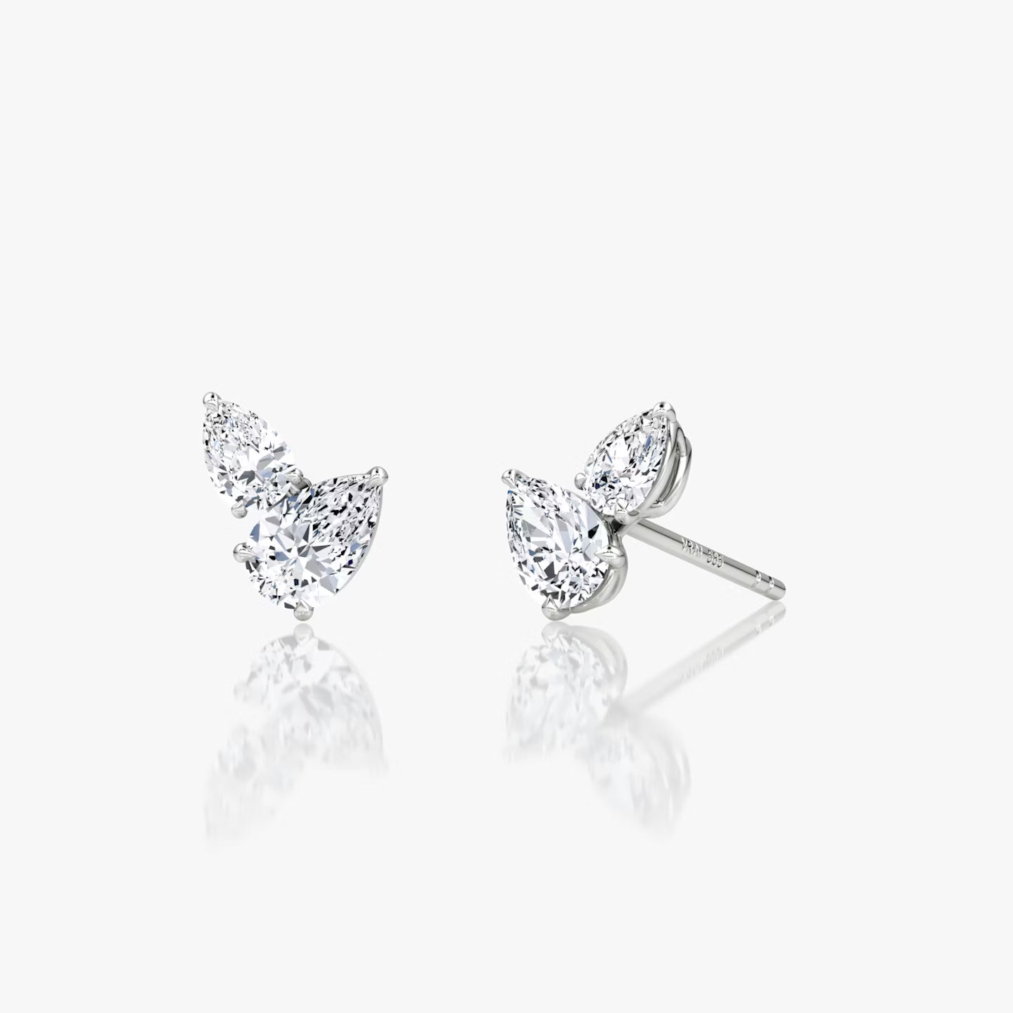 White :: toi et moi lab grown diamond stud earrings two stone design white gold elegant fine jewelry for women