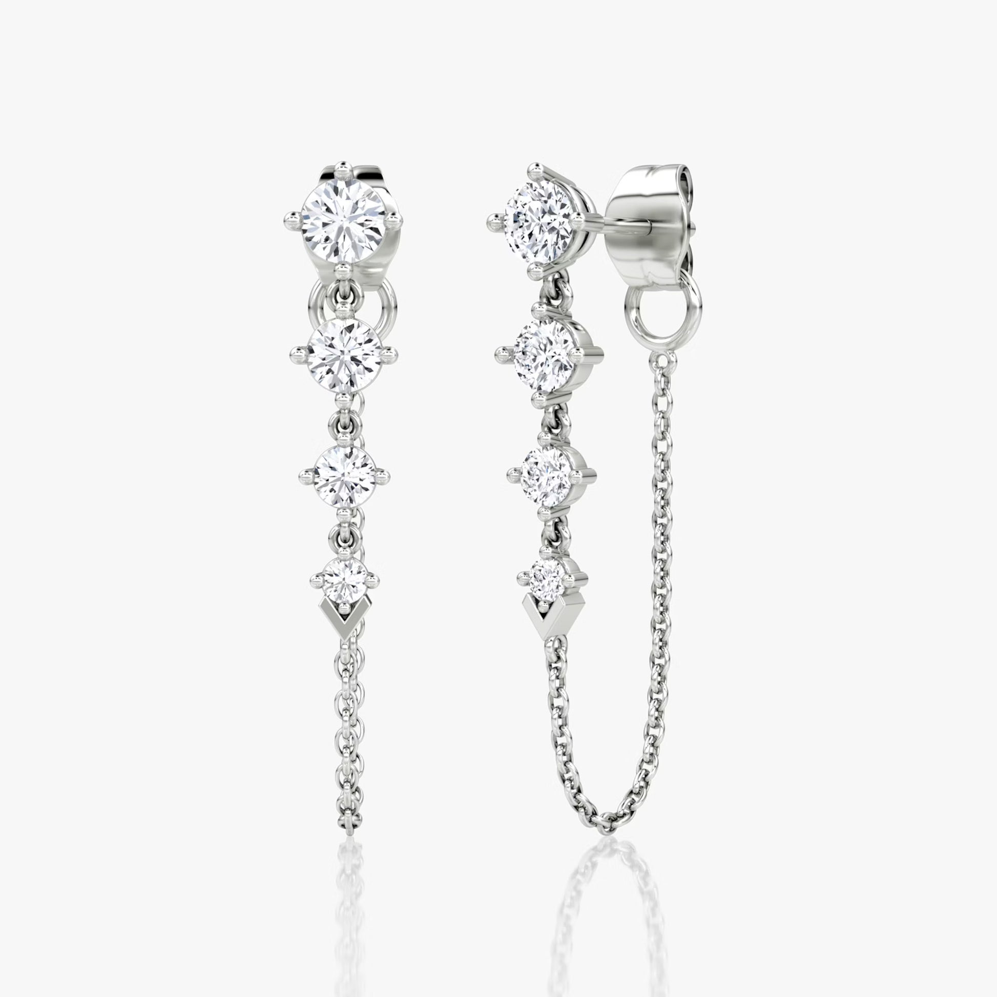 White :: V link lab grown diamond tennis drop earrings structured linear design white gold luxury fine jewelry