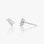 White :: three diamond lab grown huggie hoop earrings white gold minimal structured sparkle fine jewelry