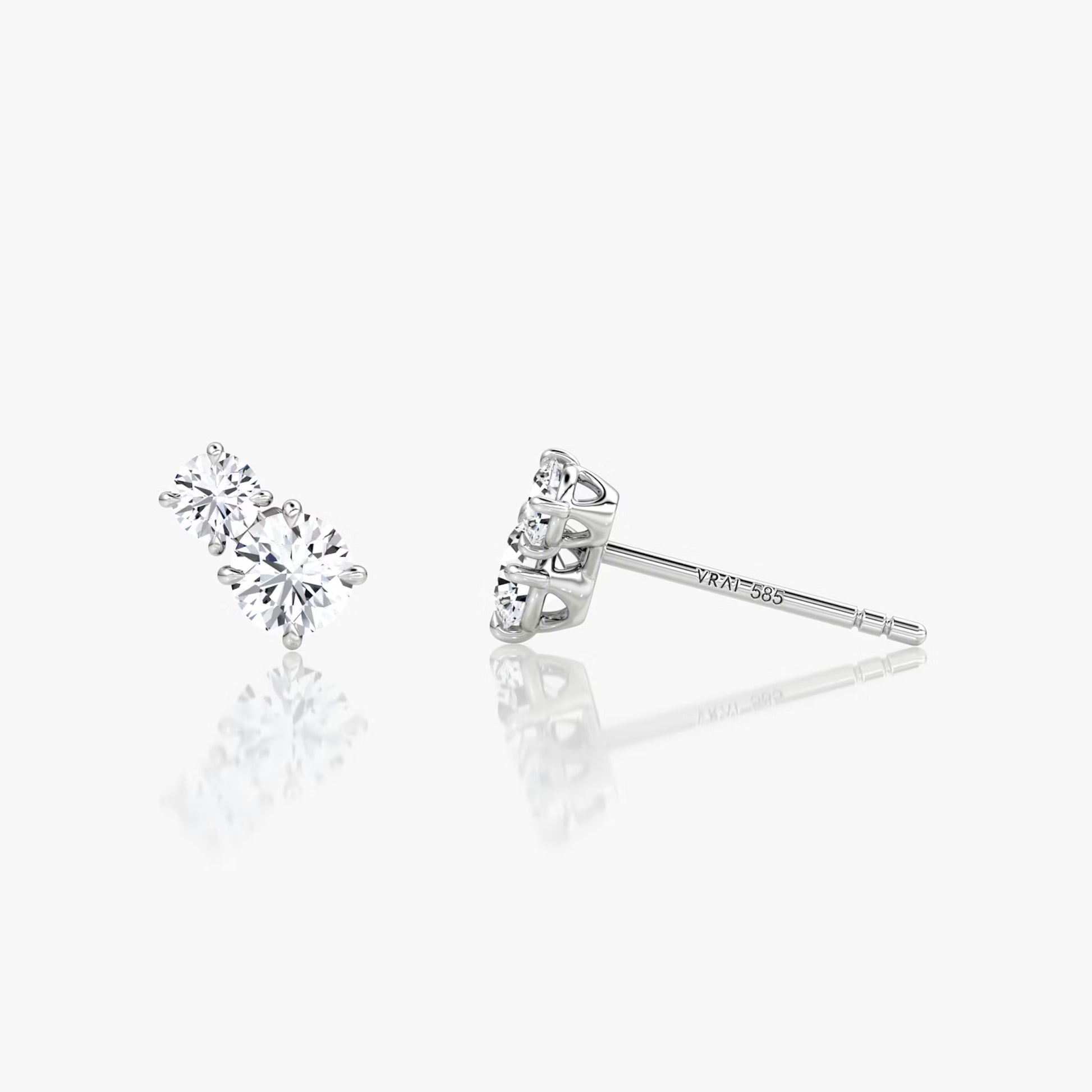 White :: three diamond lab grown huggie hoop earrings white gold minimal structured sparkle fine jewelry
